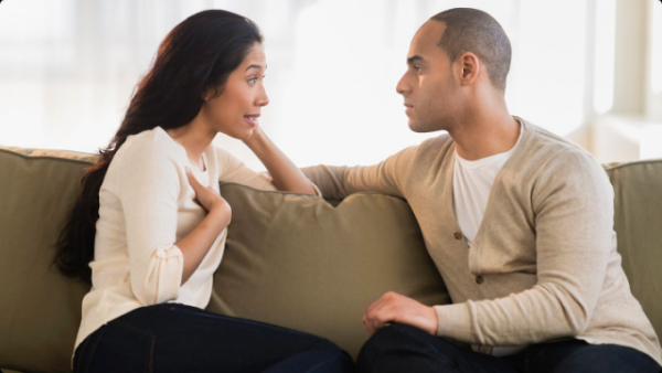 a couple talking